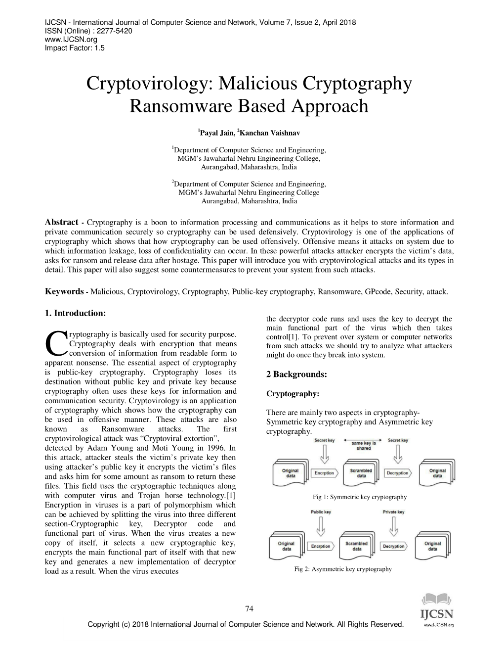 Cryptovirology: Malicious Cryptography Ransomware Based Approach