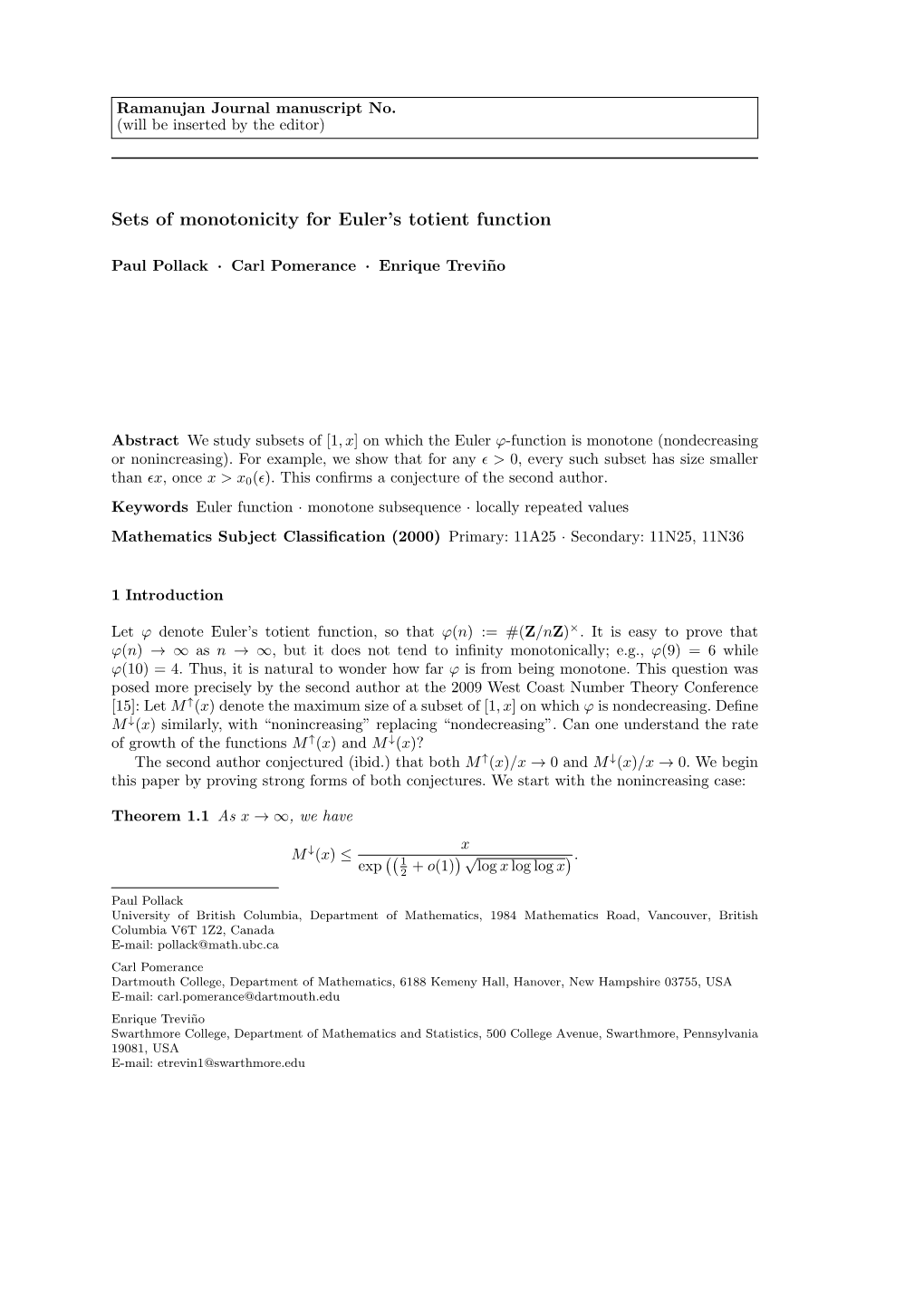 Sets of Monotonicity for Euler's Totient Function