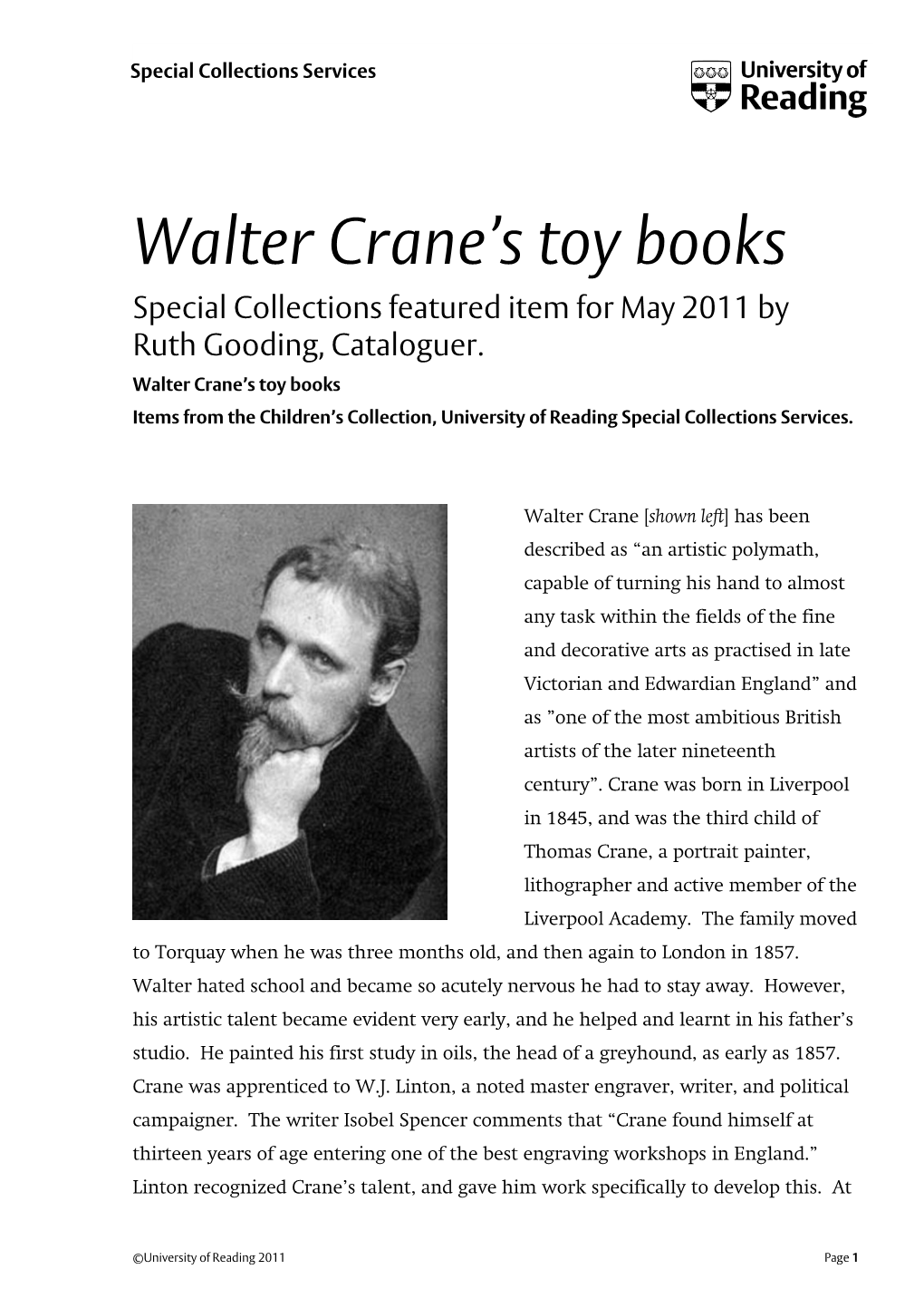 Walter's Crane's Toy Books