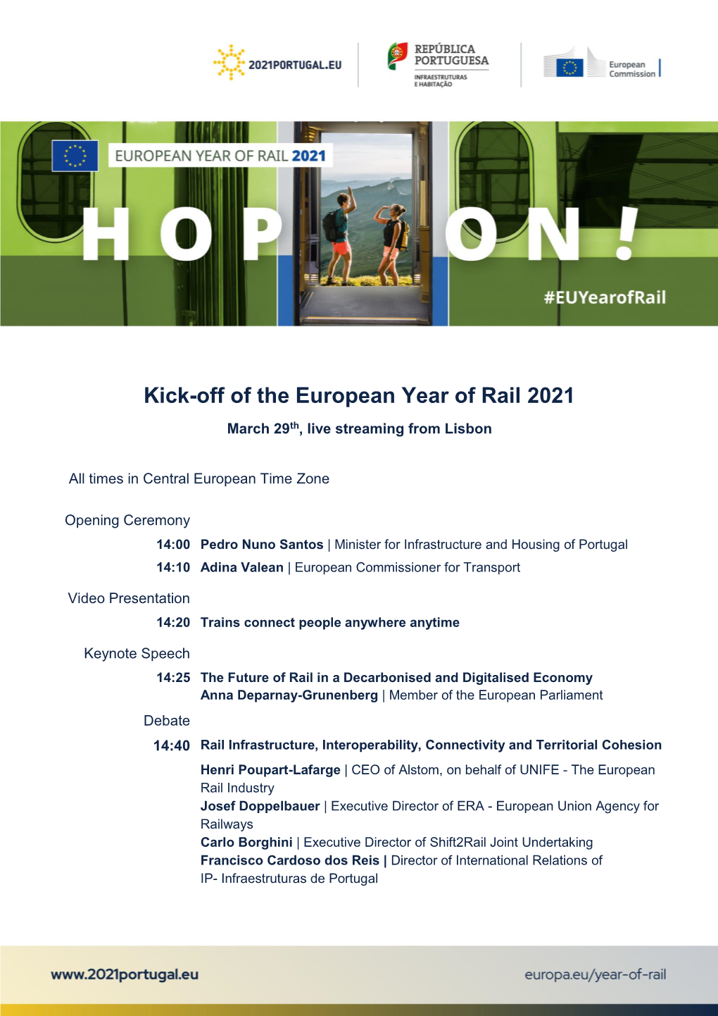 Kick-Off of the European Year of Rail 2021