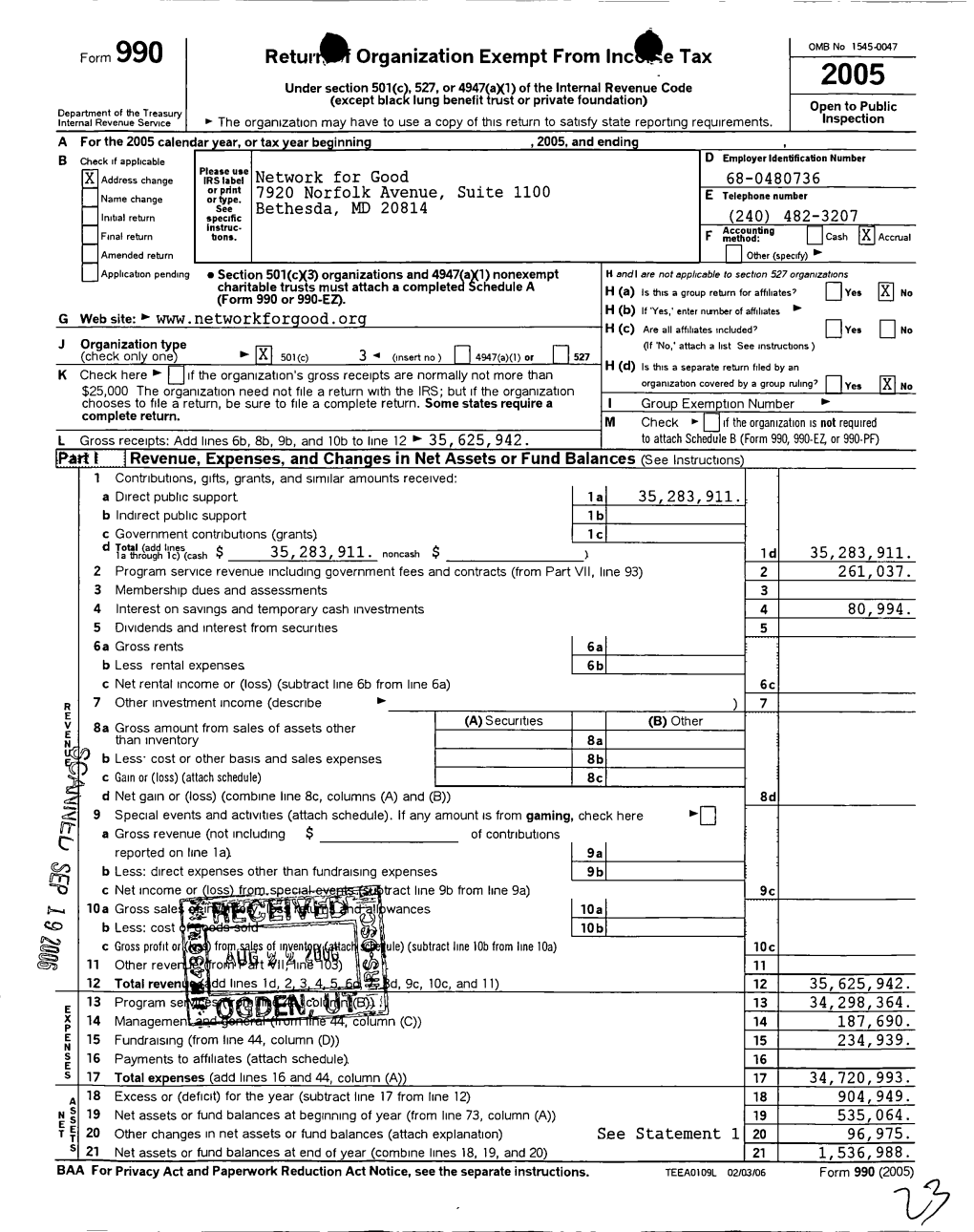 Returt Organization Exempt from Incoe Tax