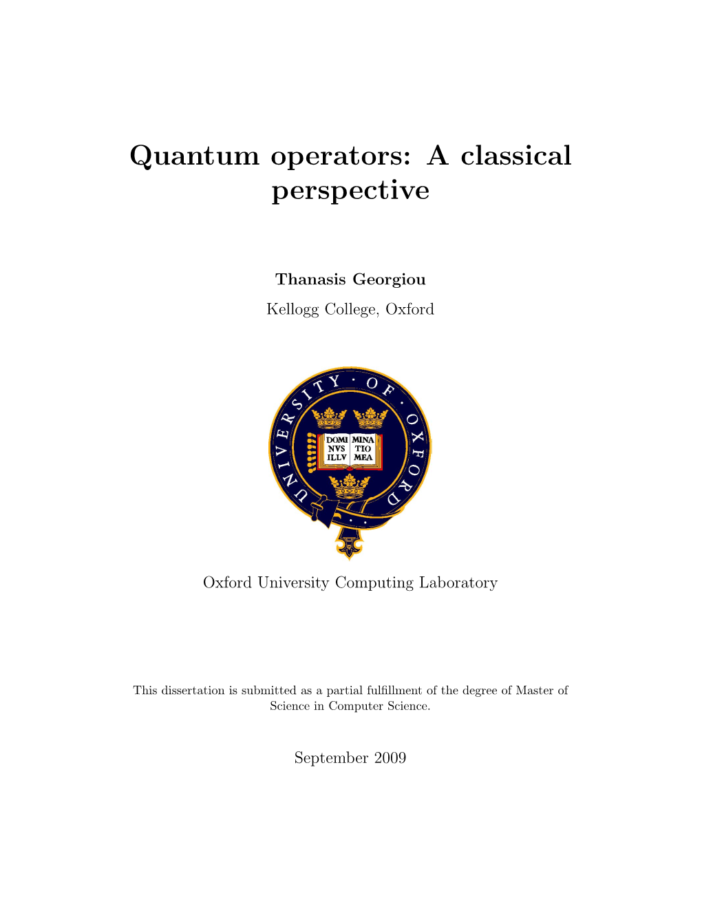 Quantum Operators: a Classical Perspective
