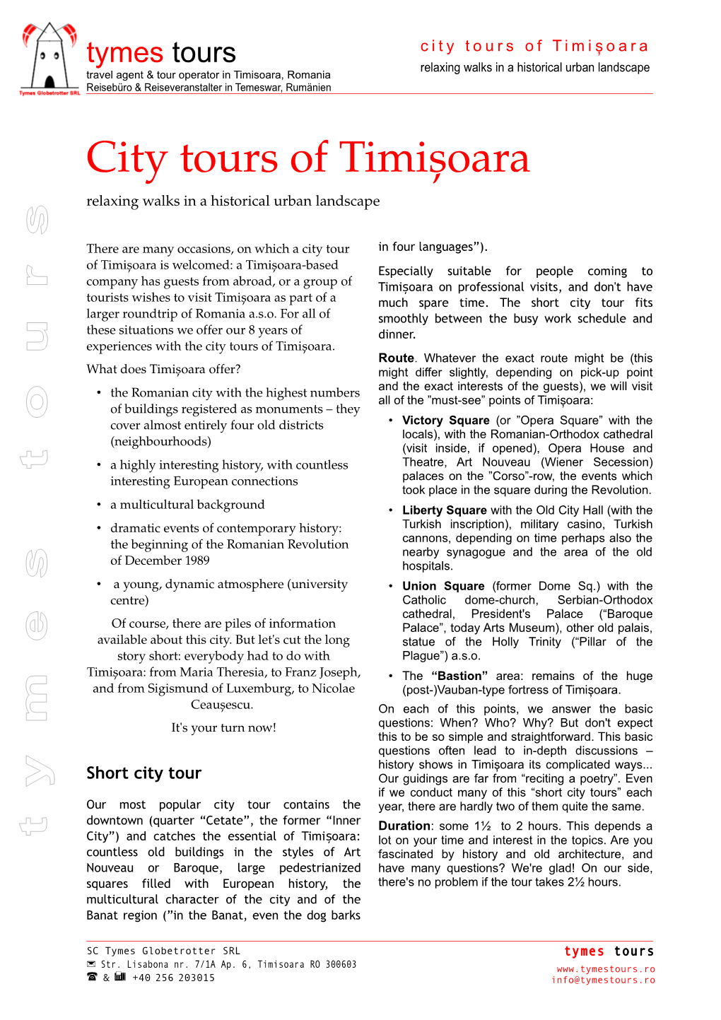 City Tours of Timișoara Relaxing Walks in a Historical Urban Landscape