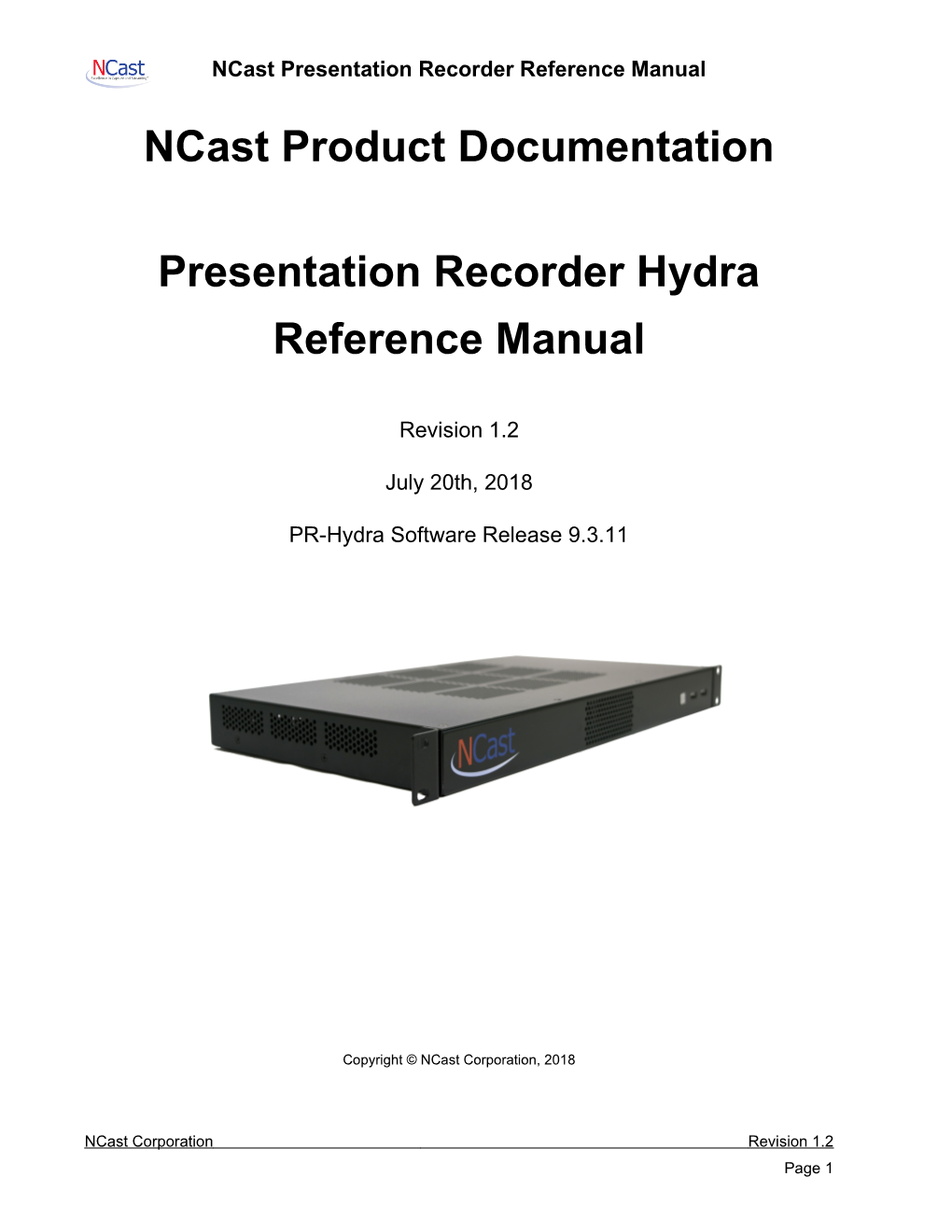 Ncast Presentation Recorder Reference Manual