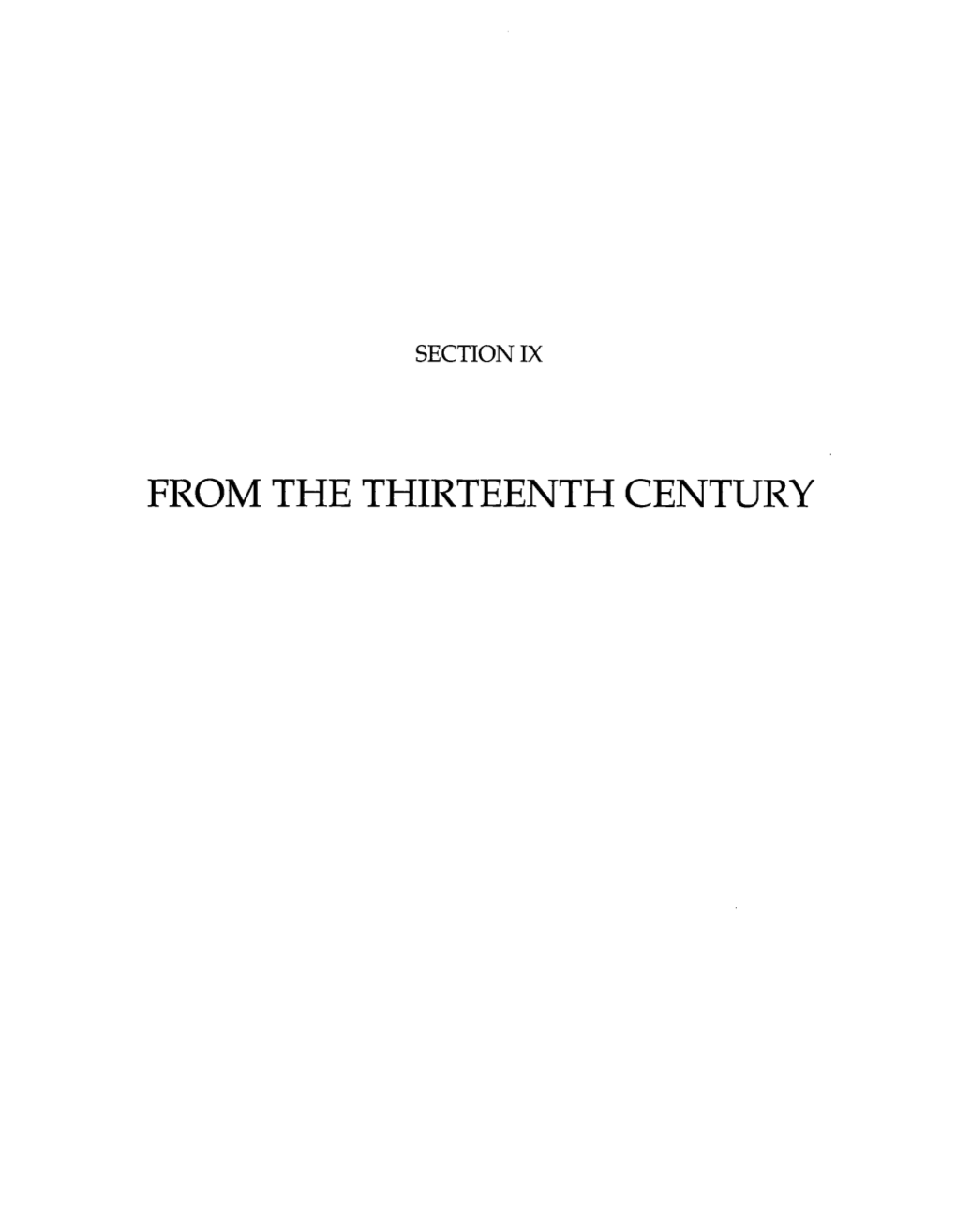 From the Thirteenth Century