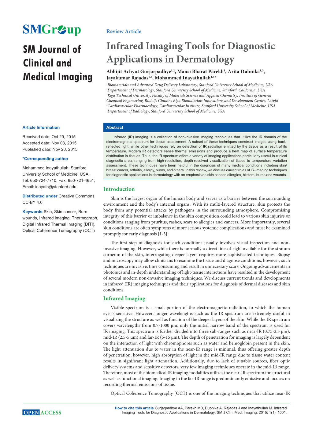 Infrared Imaging Tools for Diagnostic Applications in Dermatology