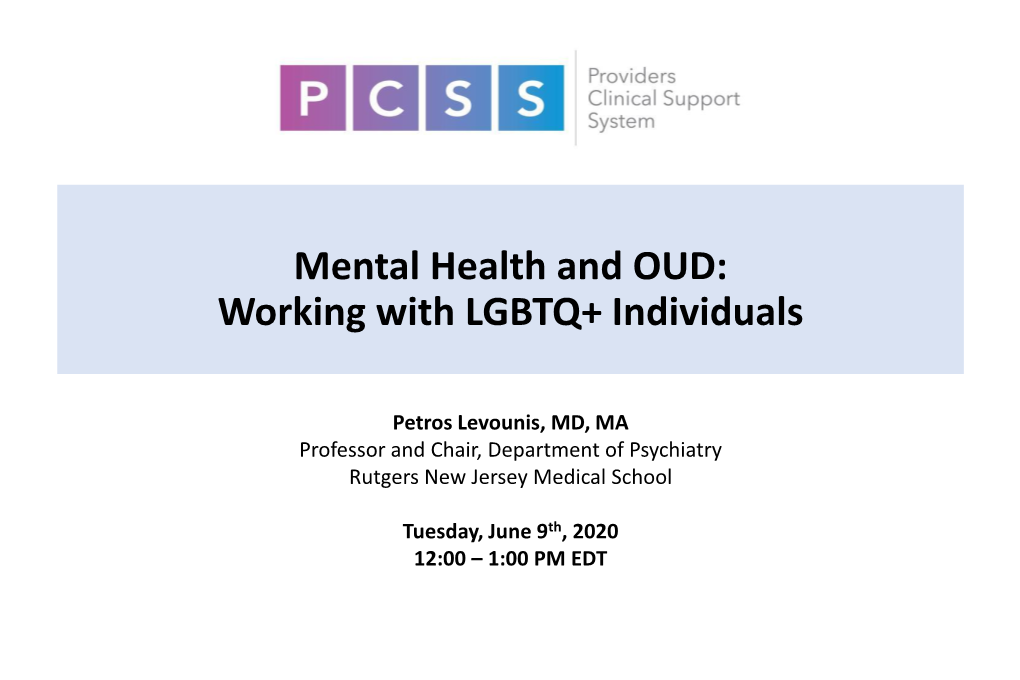 Mental Health and OUD: Working with LGBTQ+ Individuals