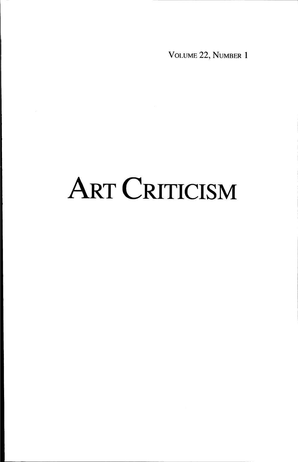 Artcriticism V22 N01.Pdf (11.06Mb)