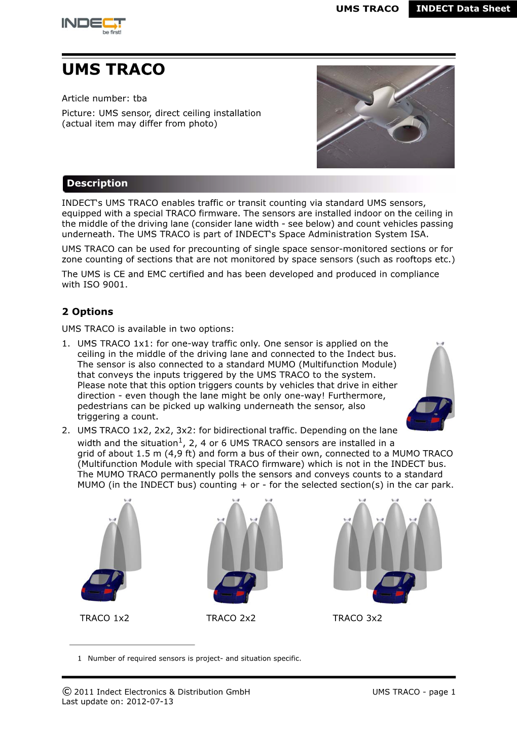 UMS TRACO INDECT Data Sheet