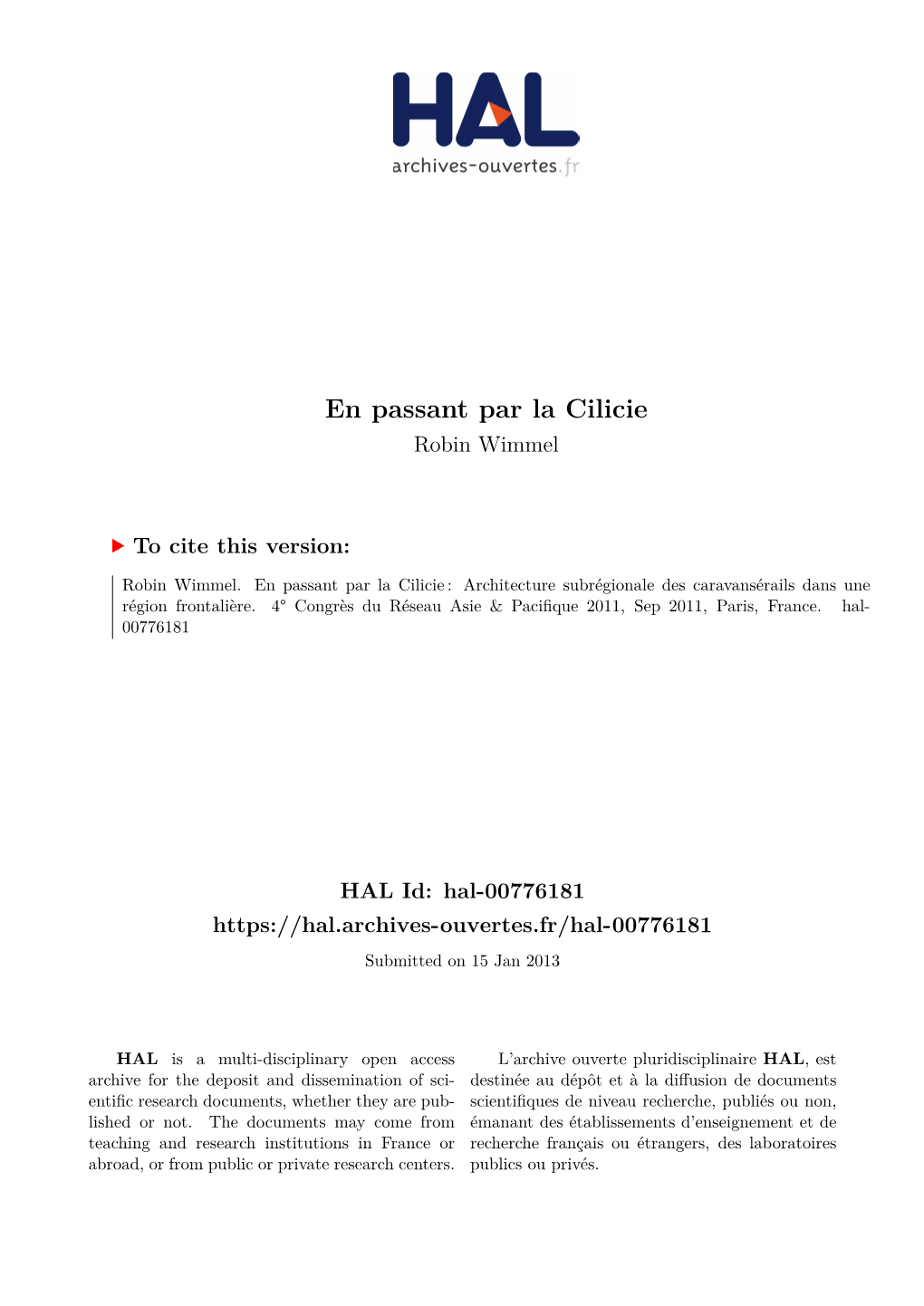 En Passant Par La Cilicie Robin Wimmel