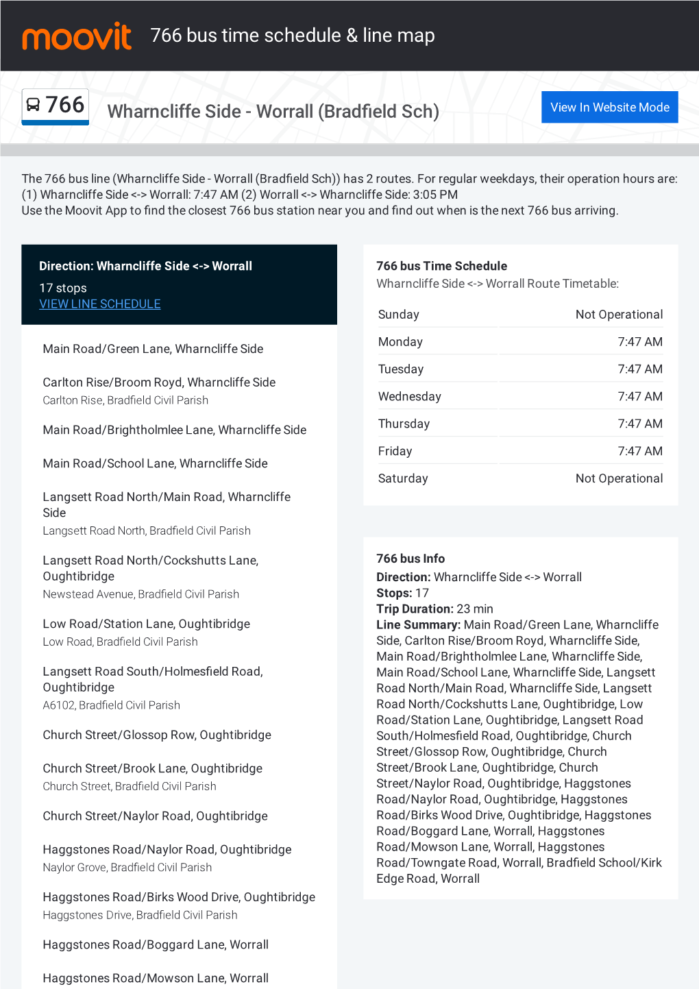 766 Bus Time Schedule & Line Route