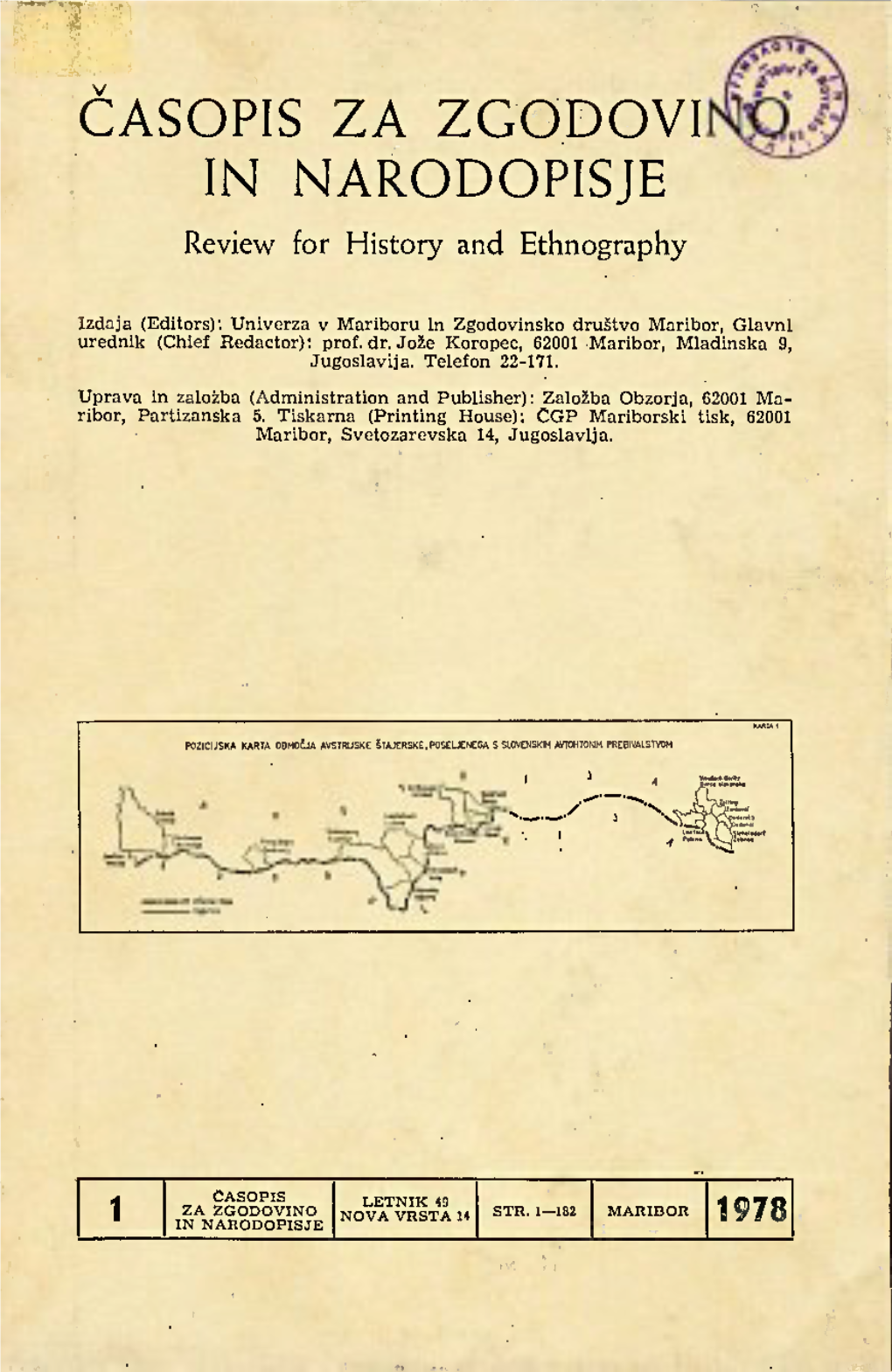 I ' Časopis Za Zgodovi in Narodopisje