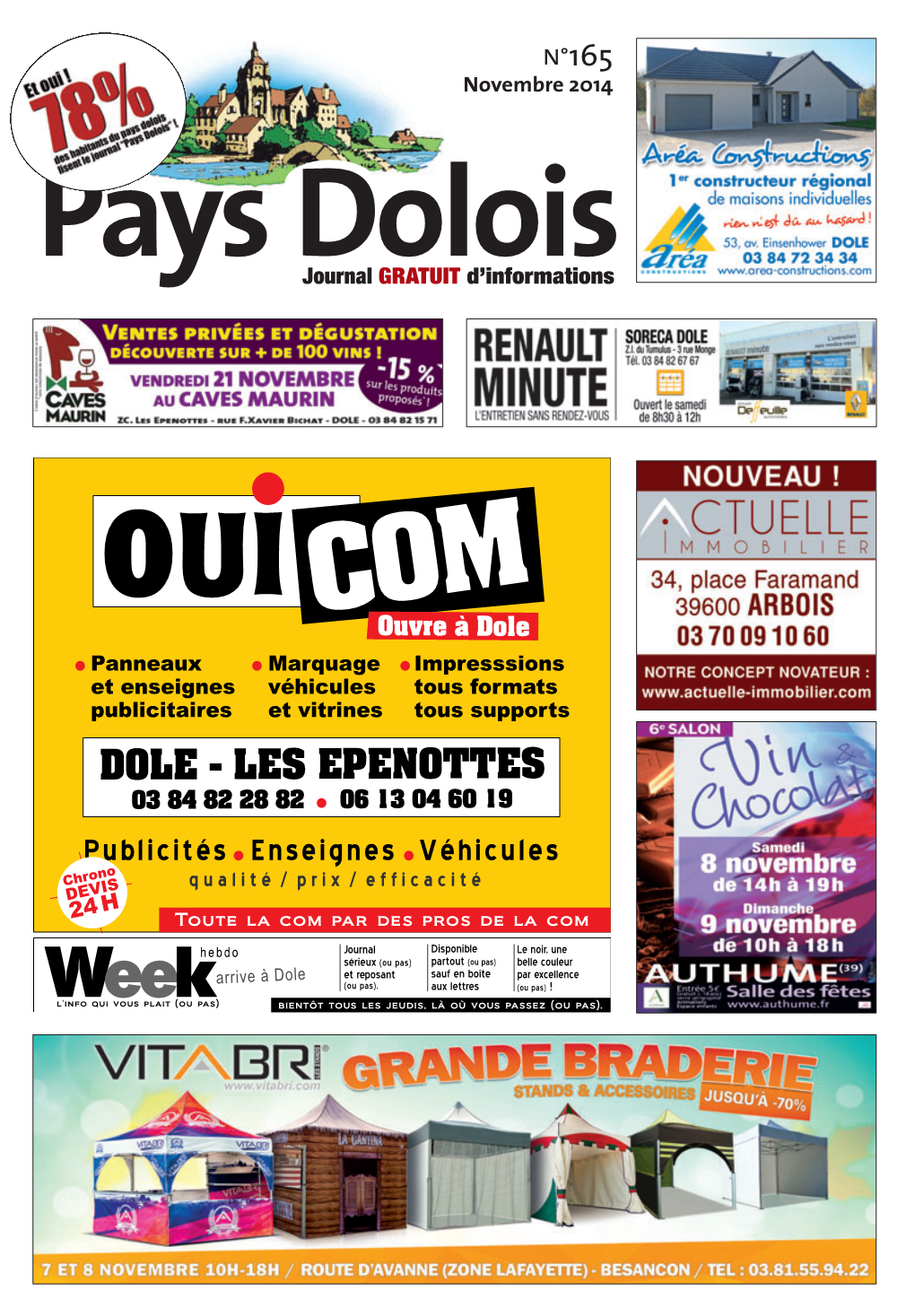 N°165 Novembre 2014 Pays Dolois Journal GRATUIT D’Informations 2 Actu Pays Dolois N°165 - Novembre 2014