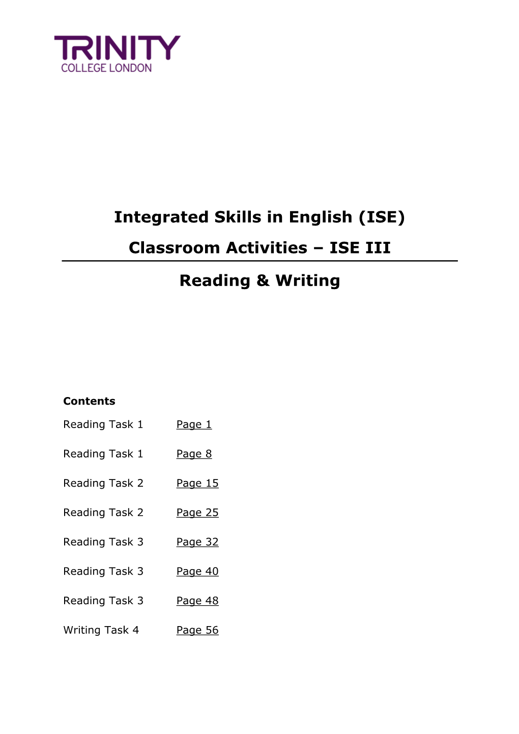 Integrated Skills in English (ISE) Classroom Activities – ISE III Reading & Writing