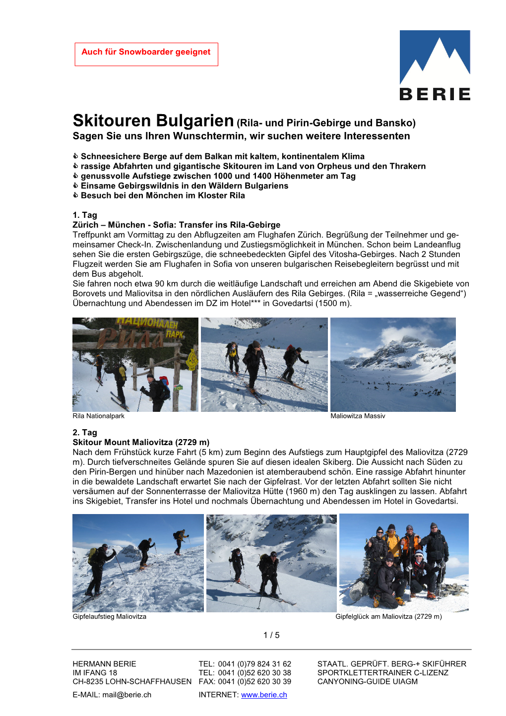 Skitouren Bulgarien(Rila- Und Pirin-Gebirge Und Bansko) Sagen