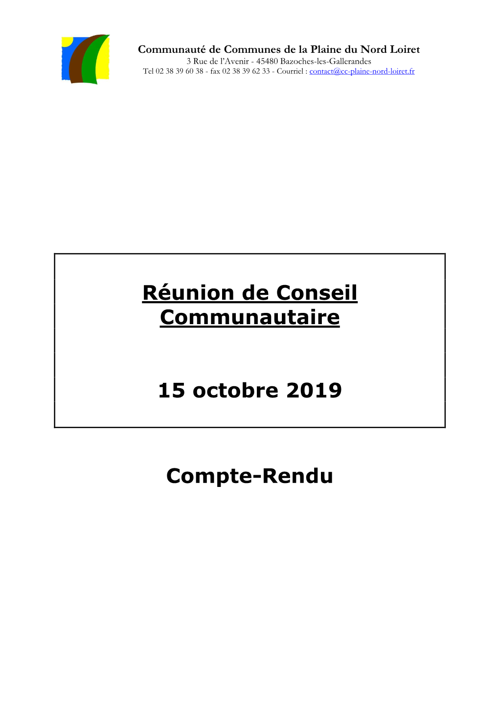 Compte Rendu Du 15 Octobre