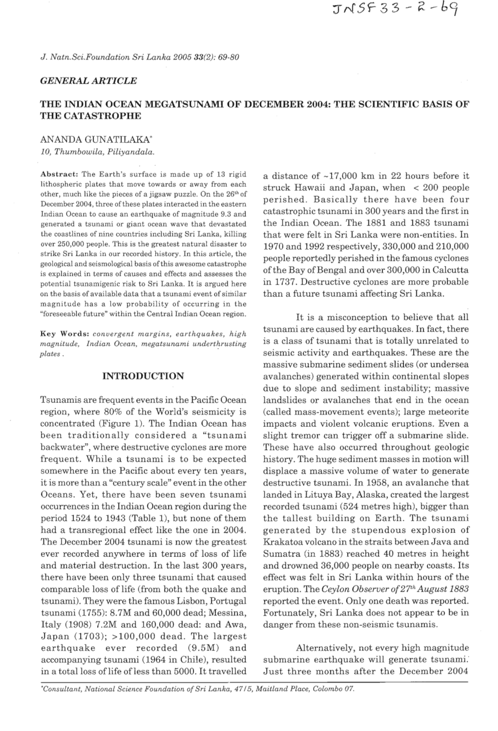 General Article the Indian Ocean Megatsunami Of