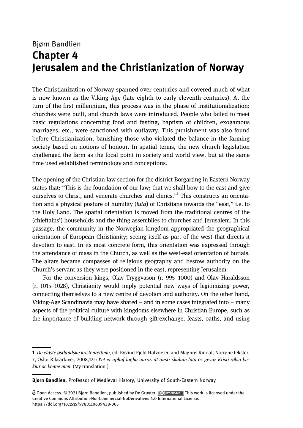 Jerusalem and the Christianization of Norway