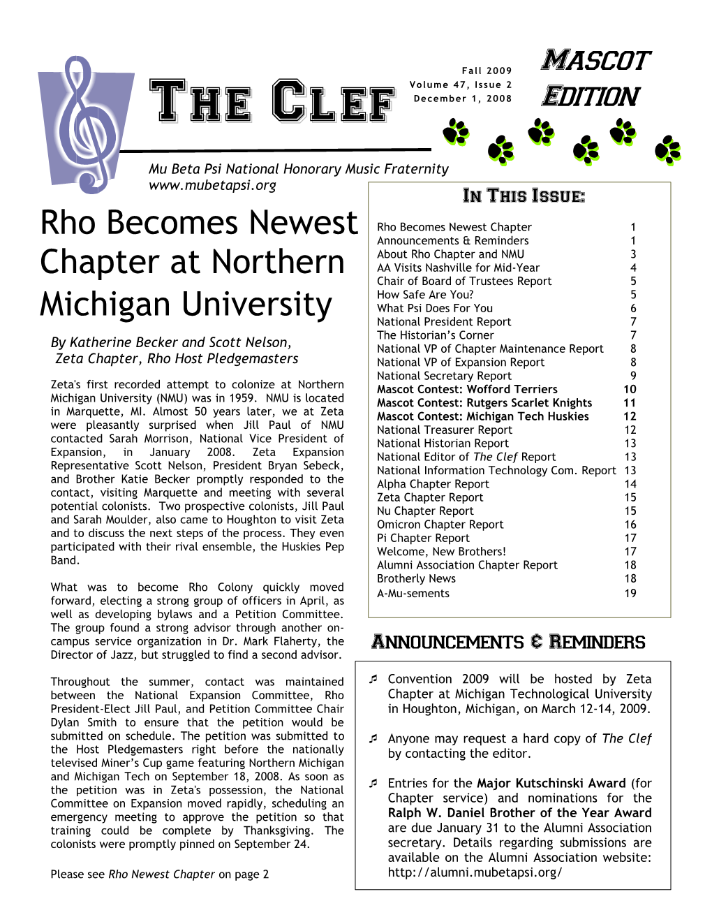 The Clef Report 13 Representative Scott Nelson, President Bryan Sebeck, National Information Technology Com