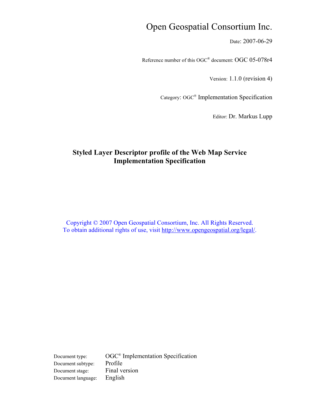 Styled Layer Descriptor Profile of the Web Map Service Implementation Specification