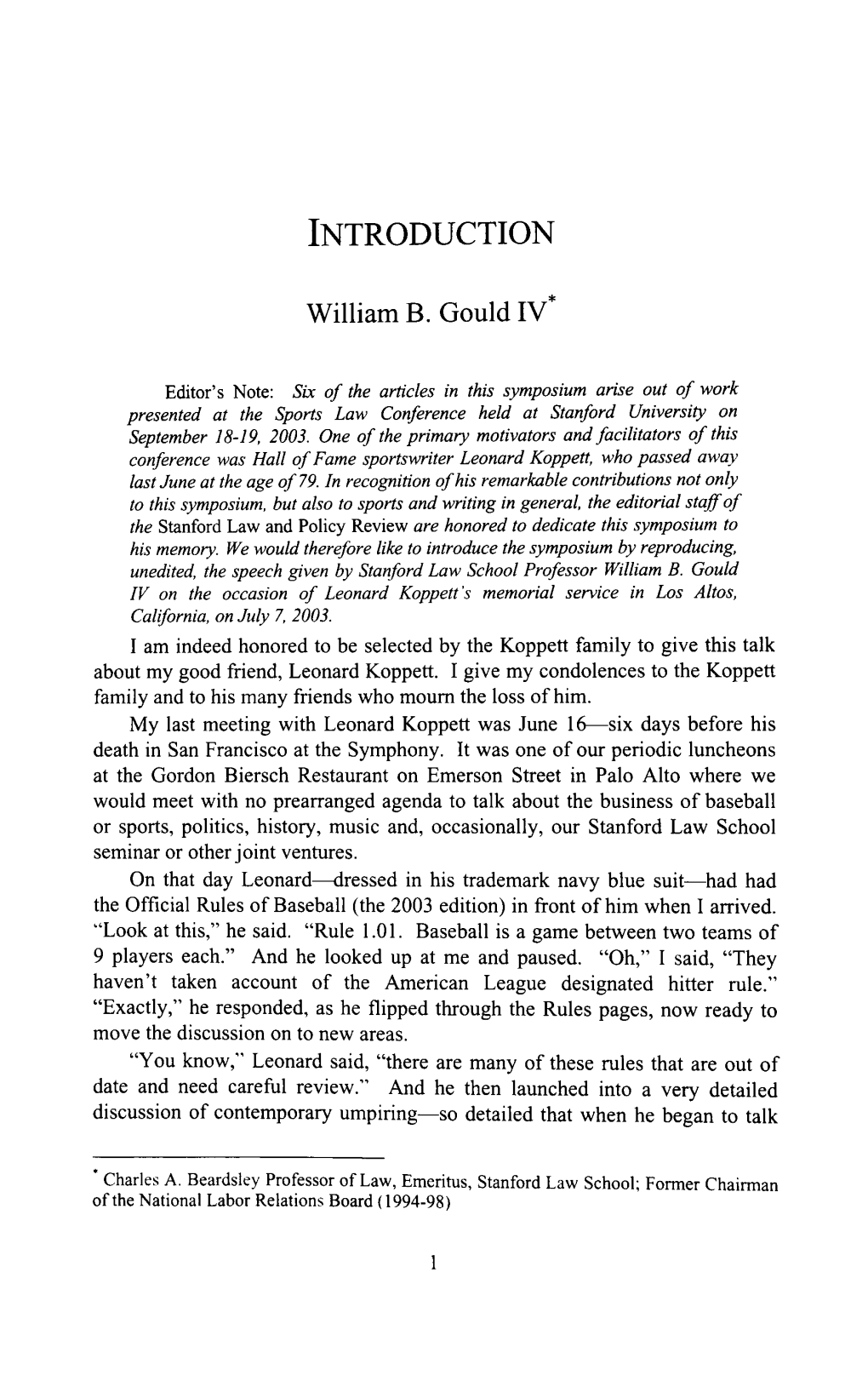 INTRODUCTION William B. Gould