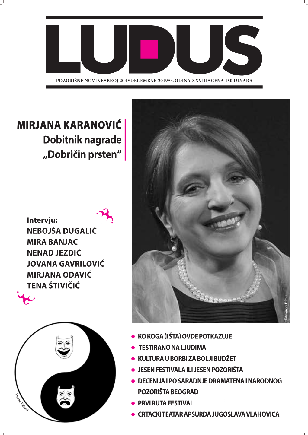 MIRJANA KARANOVIĆ Dobitnik Nagrade „Dobričin Prsten“