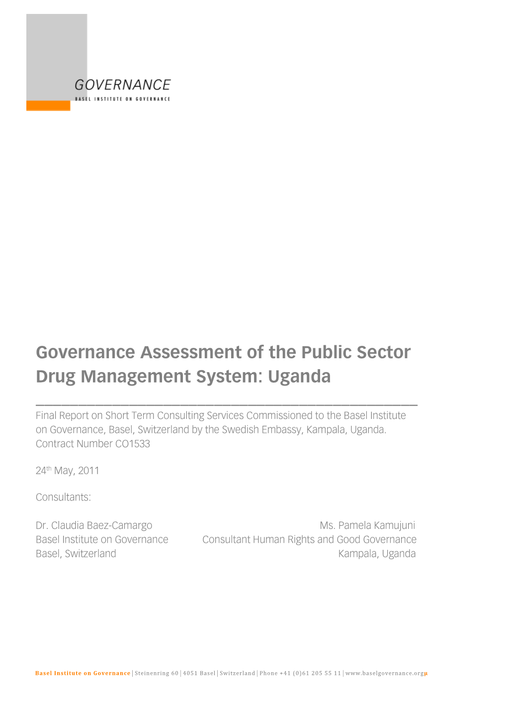 Governance Assessment of the Public Sector Drug Management System