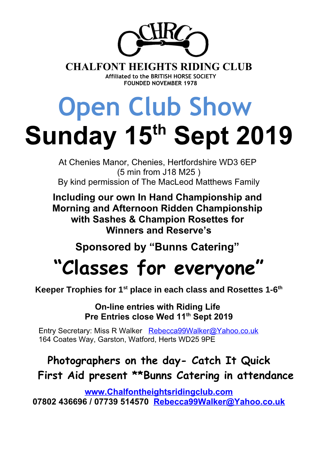 Open Club Show Sunday 15Th Sept 2019