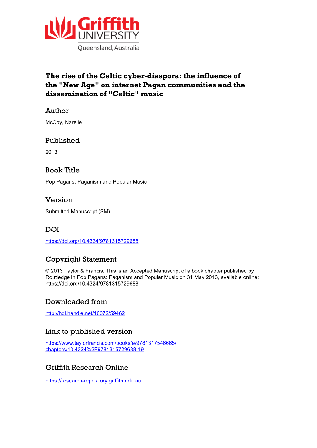 The Rise of the Celtic Cyber-Diaspora: the Influence of the 