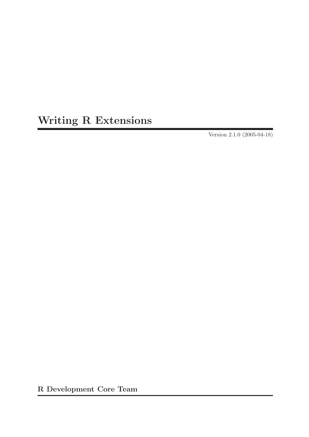 Writing R Extensions