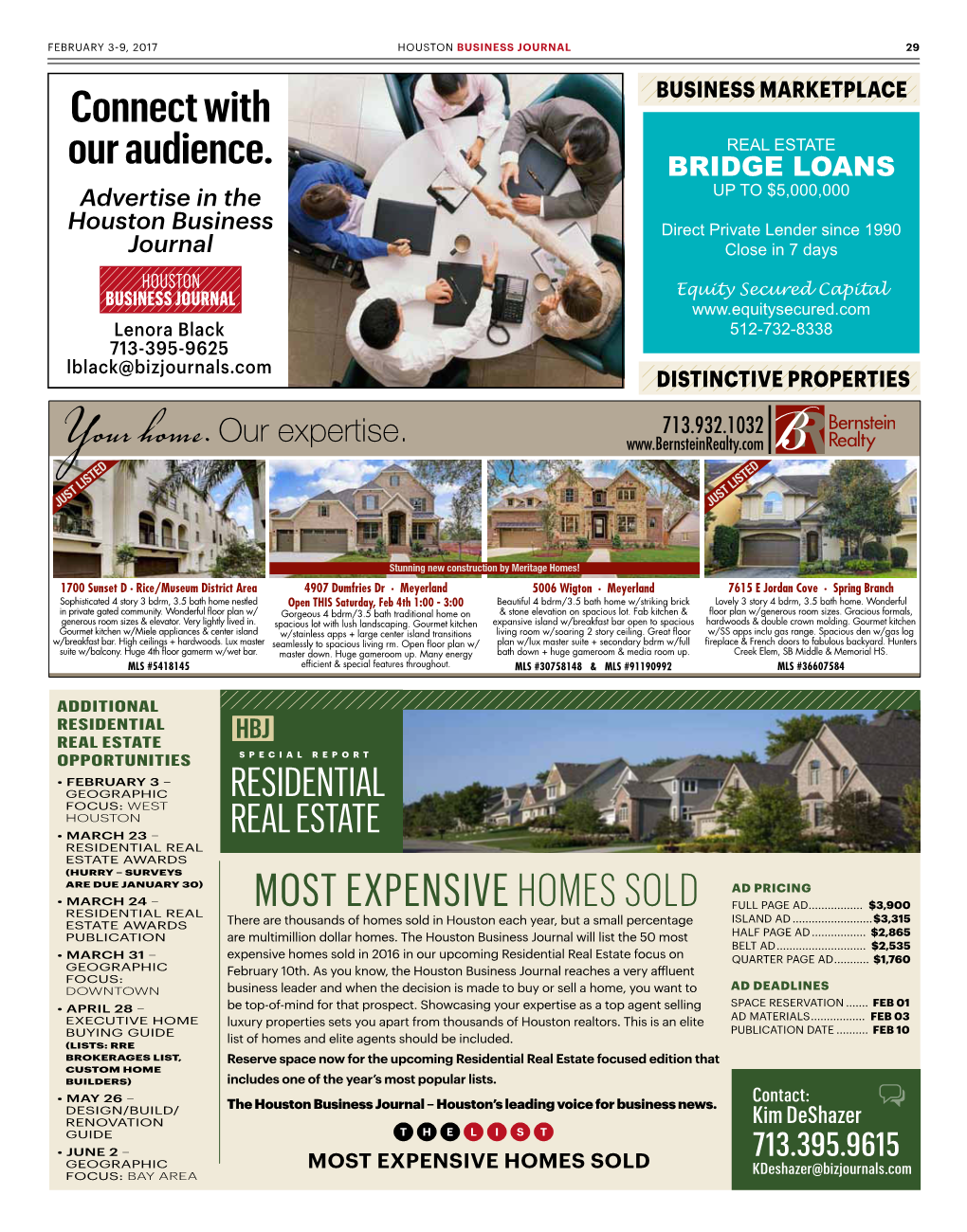 Most Expensive Homes Sold Full Page Ad