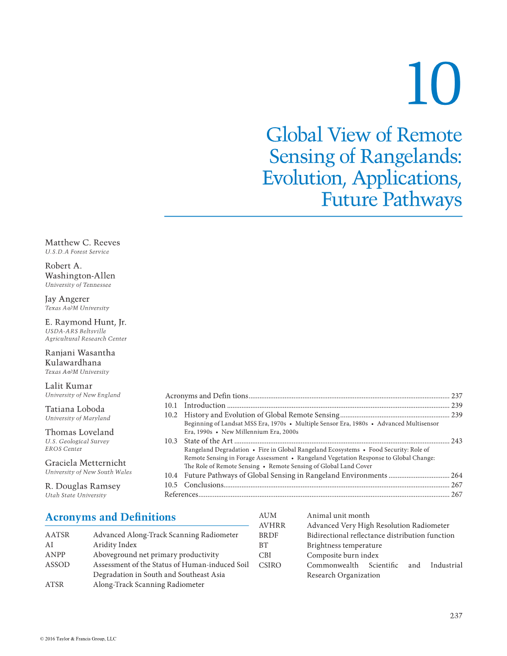 Global View of Remote Sensing of Rangelands: Evolution, Applications, Future Pathways