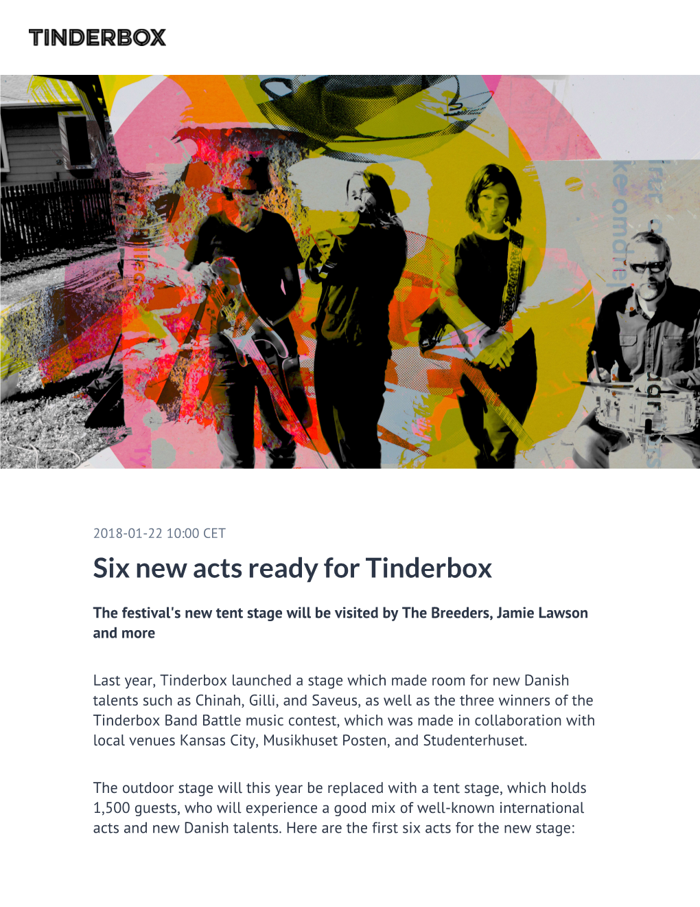 ​Six New Acts Ready for Tinderbox