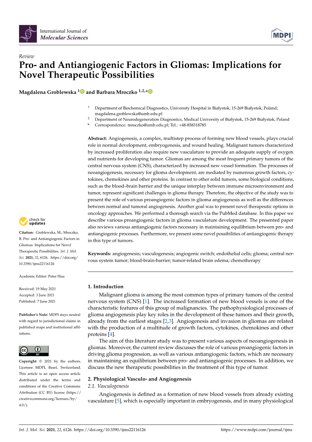 Pro- and Antiangiogenic Factors in Gliomas: Implications for Novel Therapeutic Possibilities