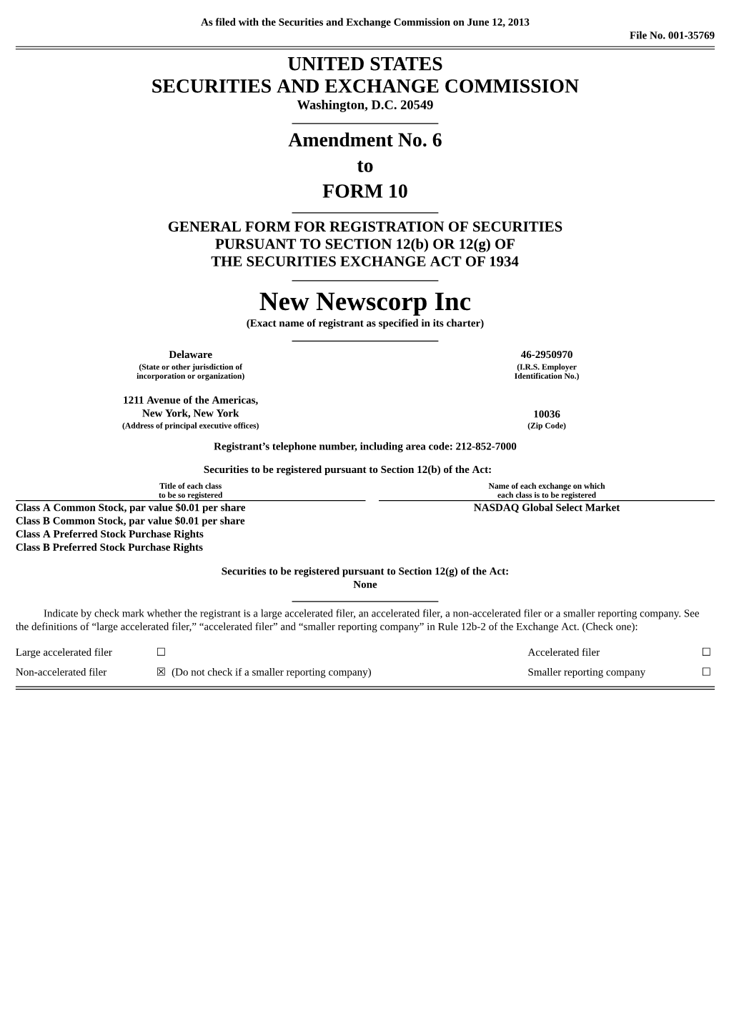 New Newscorp Inc (Exact Name of Registrant As Specified in Its Charter)