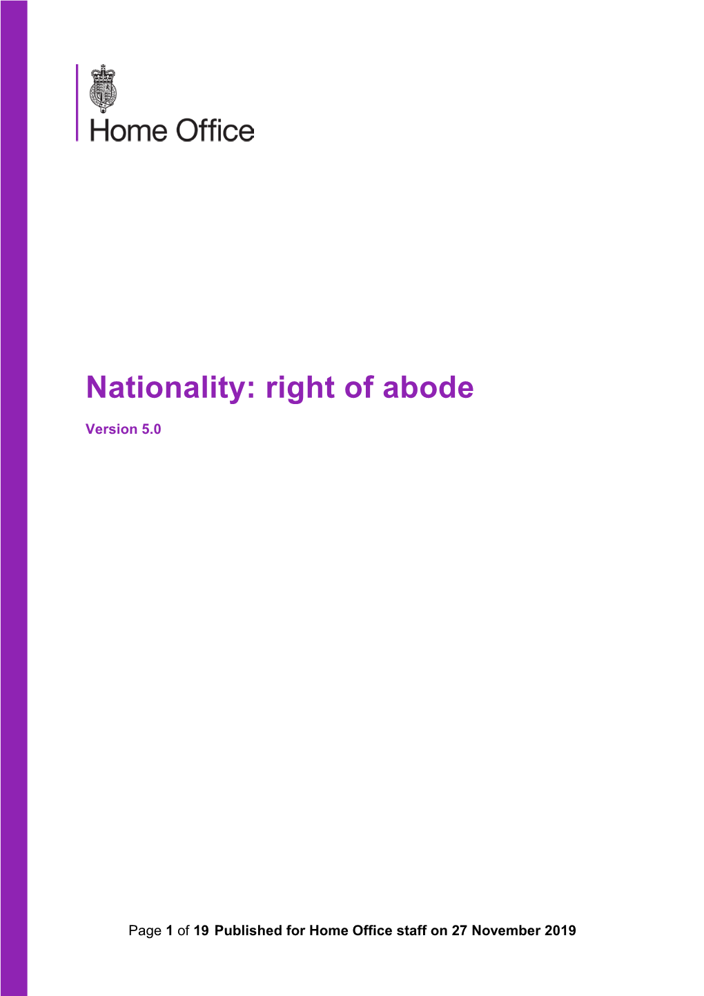 Nationality: Right of Abode