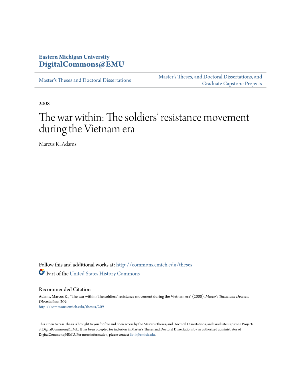 The Soldiers' Resistance Movement During the Vietnam