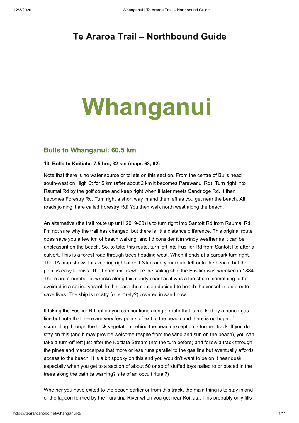 Whanganui | Te Araroa Trail – Northbound Guide