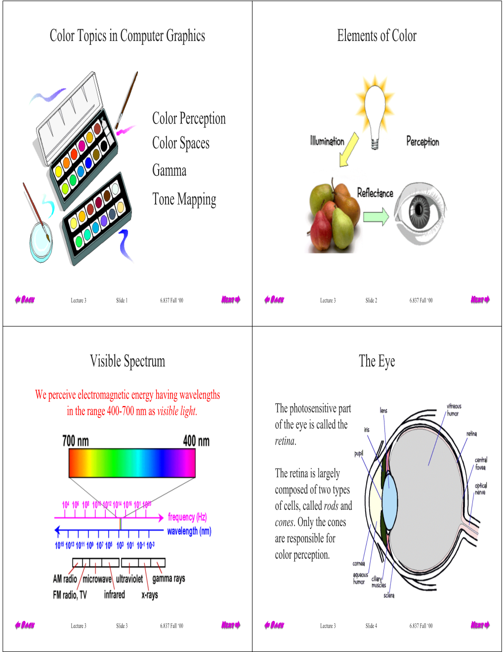 Color Topics in Computer Graphics Color Perception Color Spaces