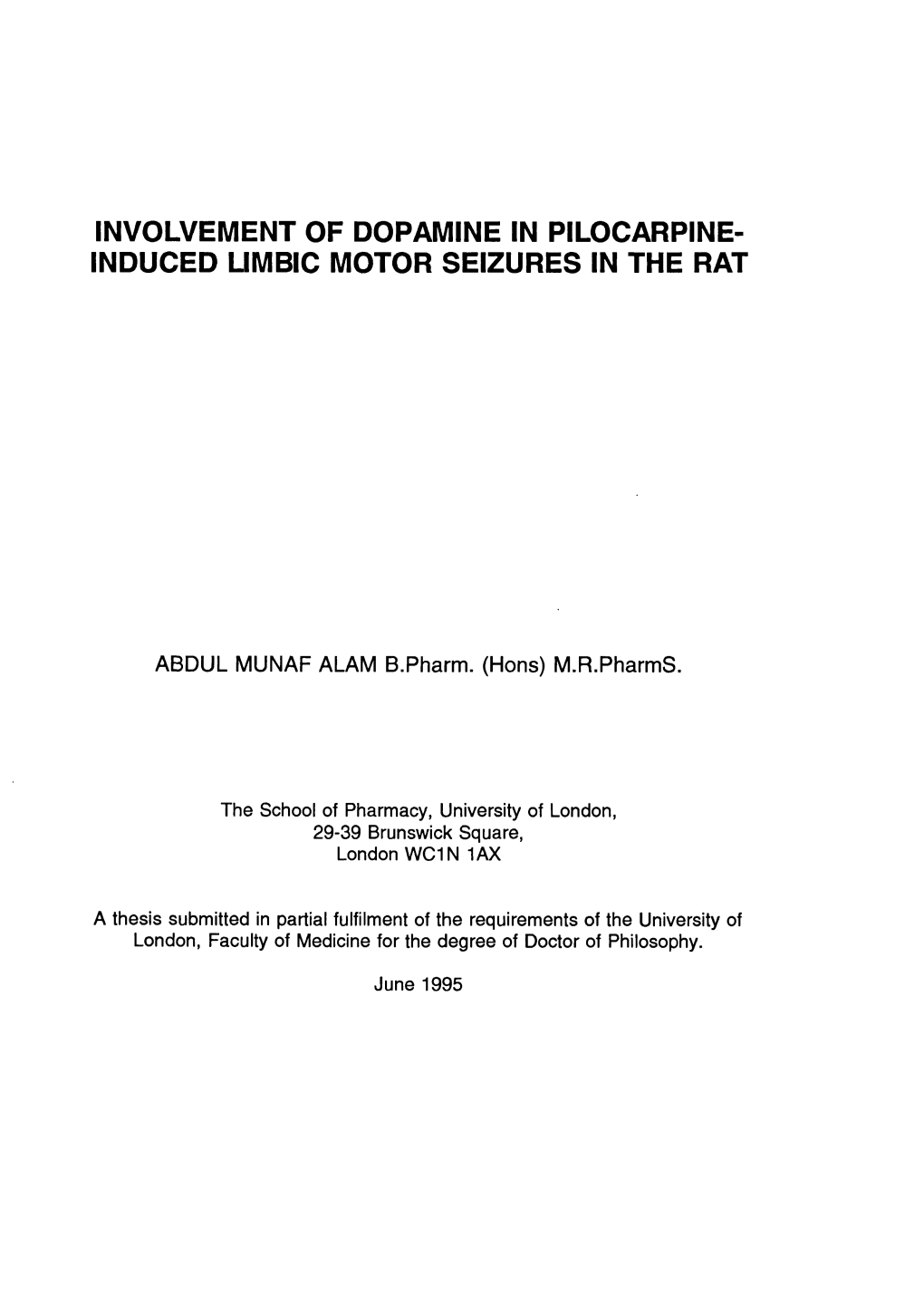 Involvement of Dopamine in Pilocarpine-Induced Limbic Motor