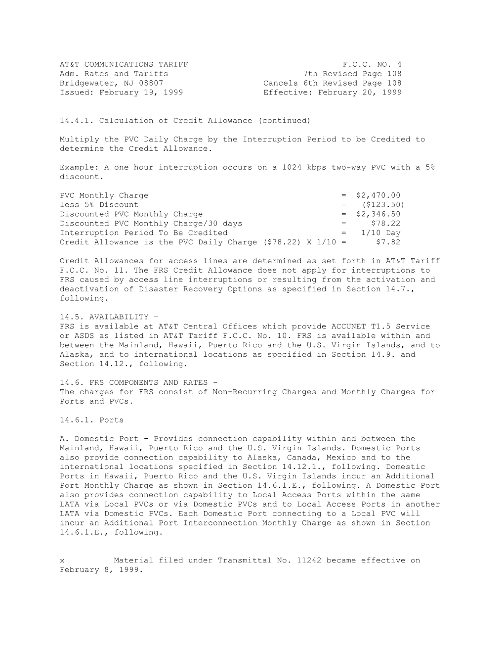 At&T Communications Tariff