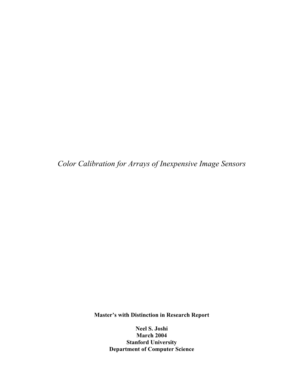 Color Calibration for Arrays of Inexpensive Image Sensors