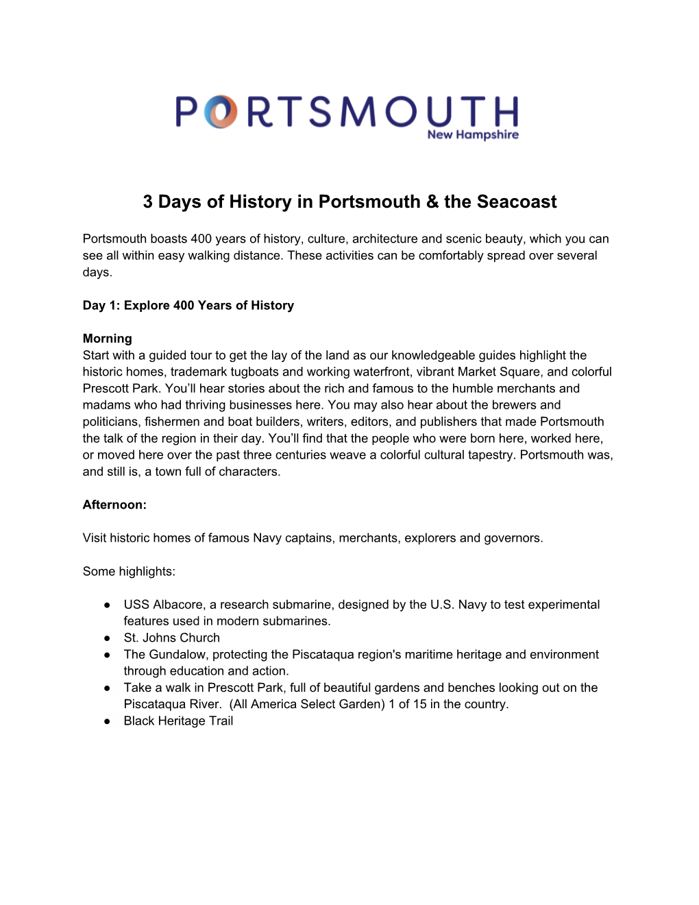 3 Days of History in Portsmouth & the Seacoast