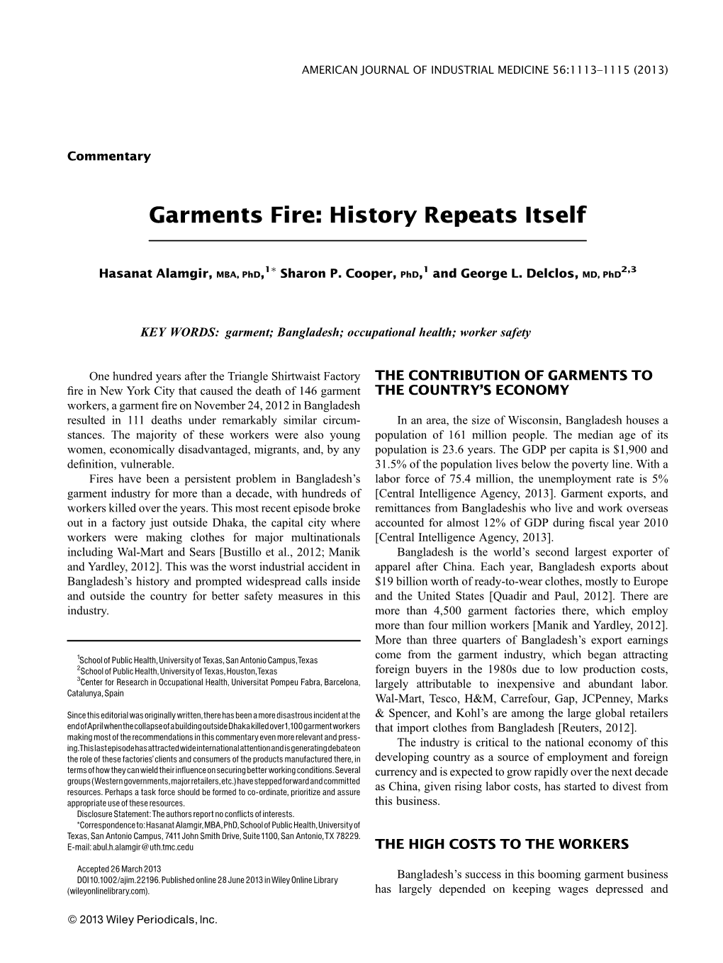 Garments Fire: History Repeats Itself