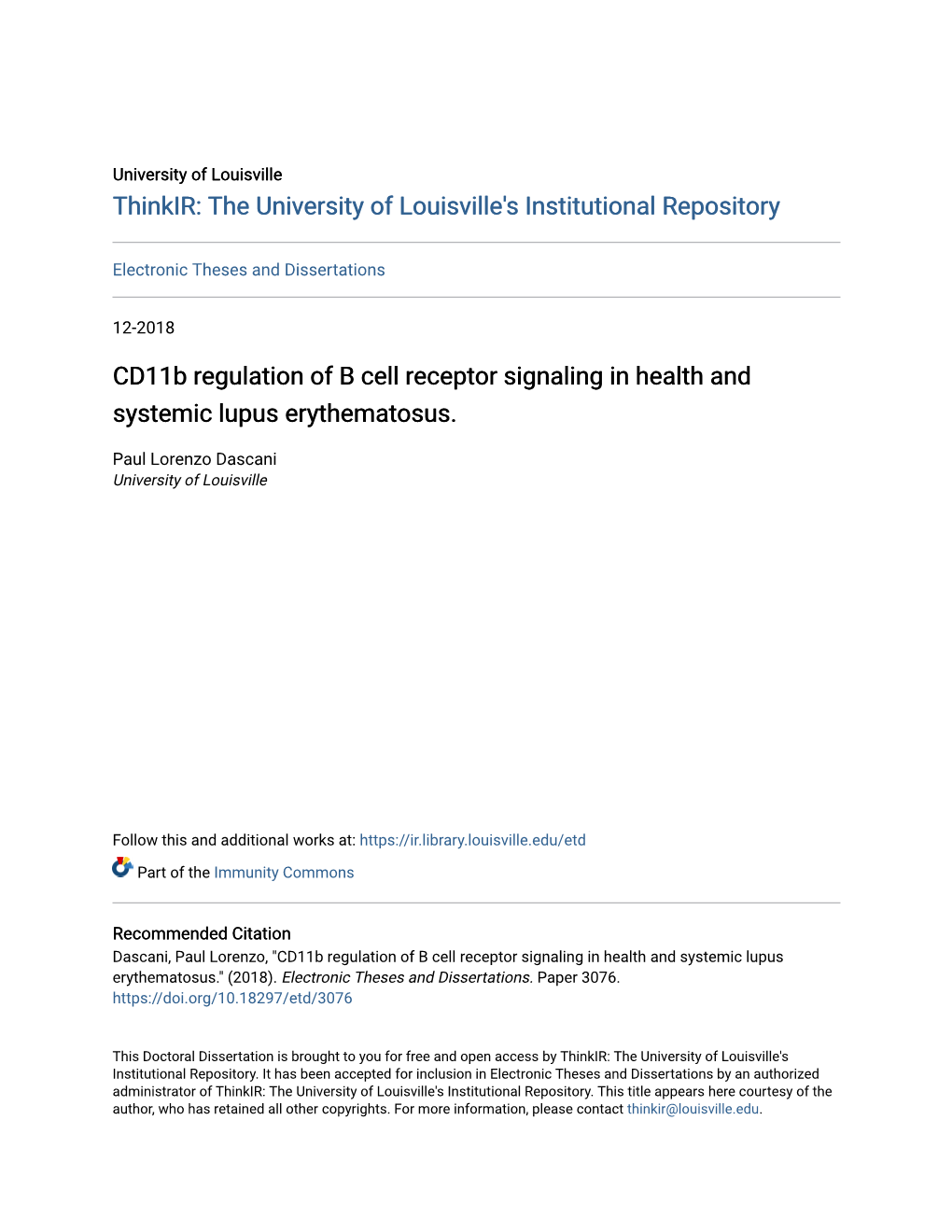 Cd11b Regulation of B Cell Receptor Signaling in Health and Systemic Lupus Erythematosus