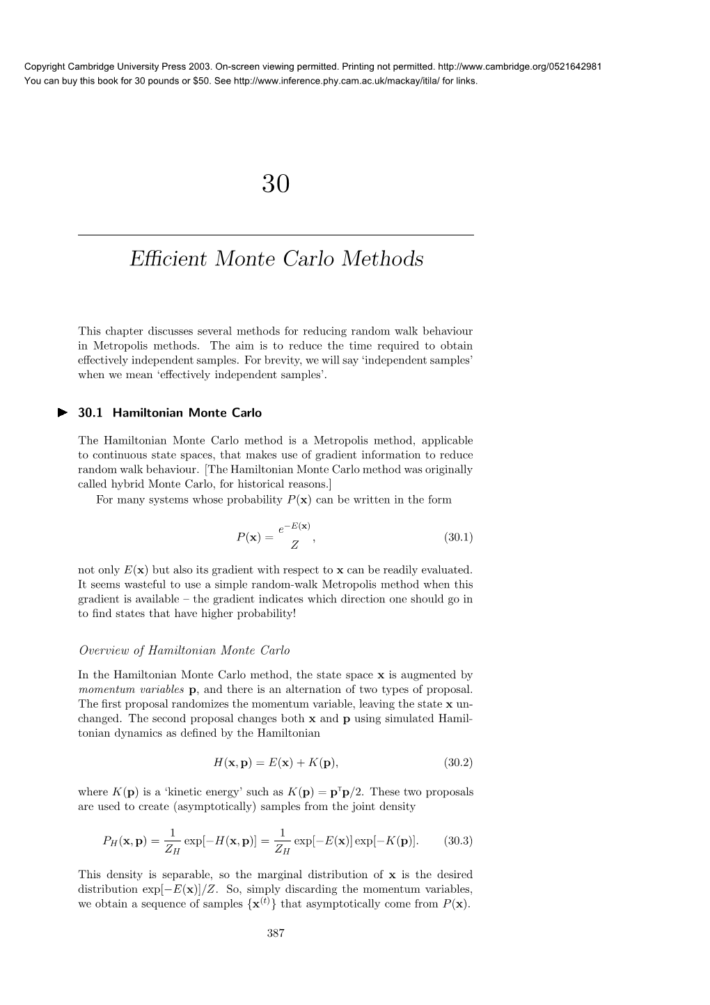 Efficient Monte Carlo Methods