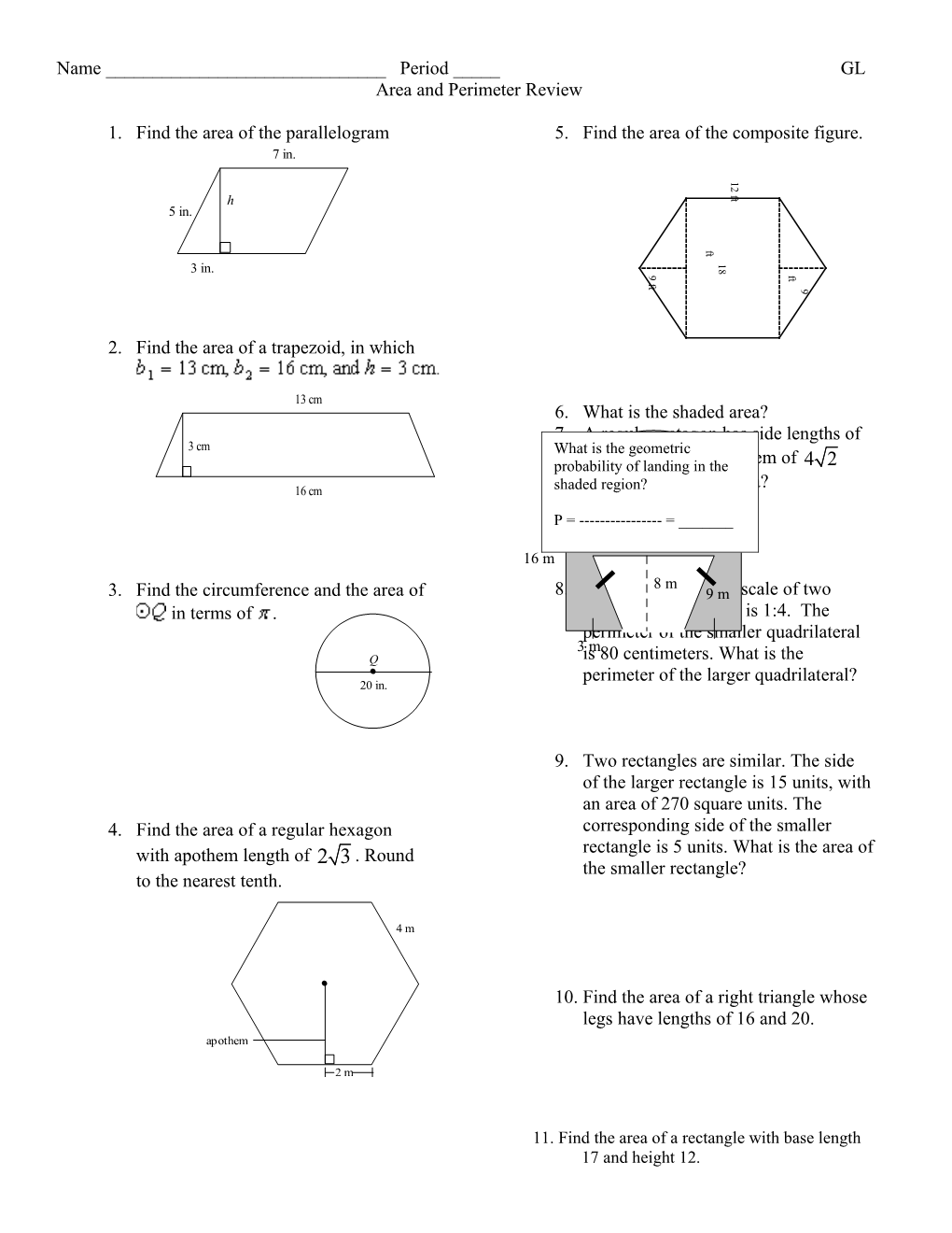 Area and Perimeter Review