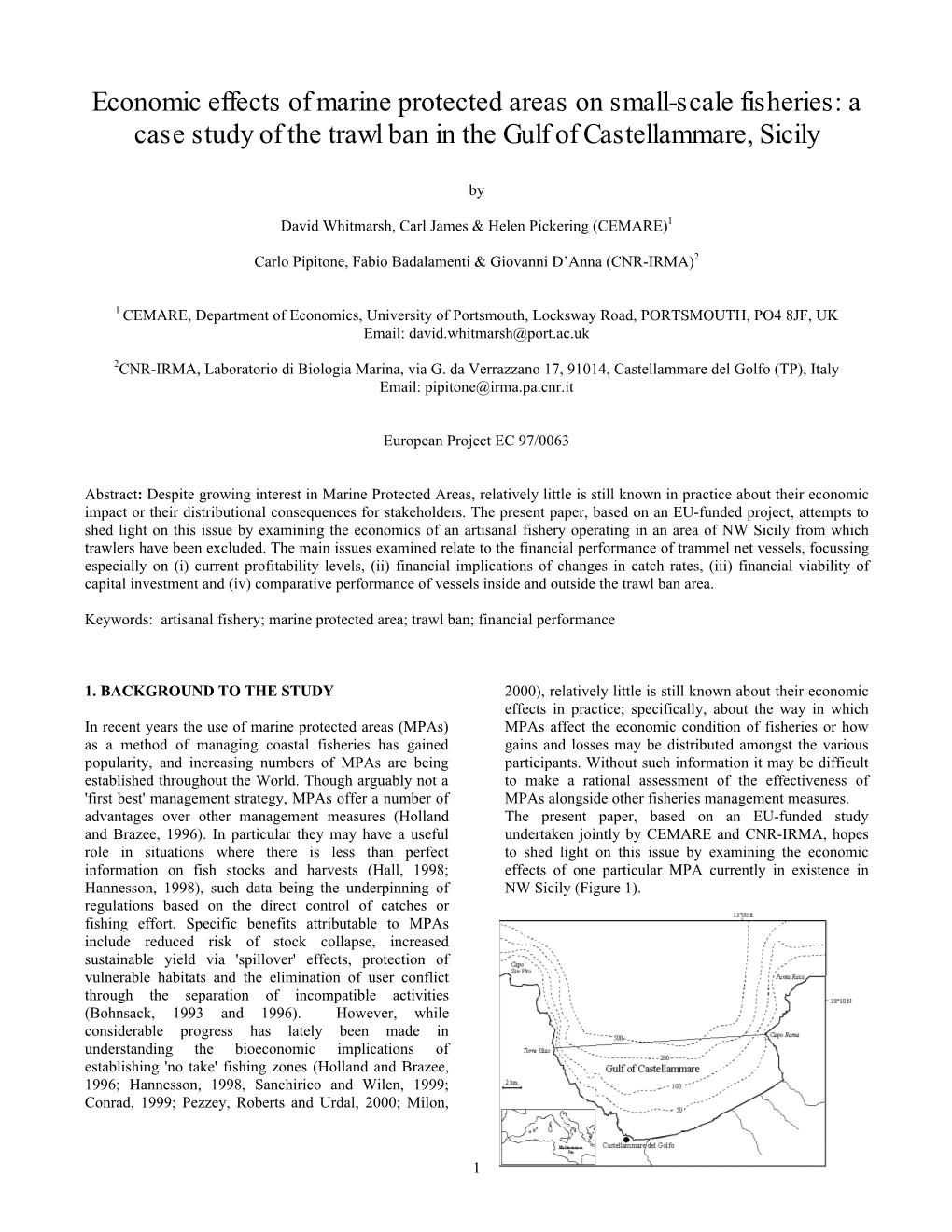 A Case Study of the Trawl Ban in the Gulf of Castellammare, Sicily