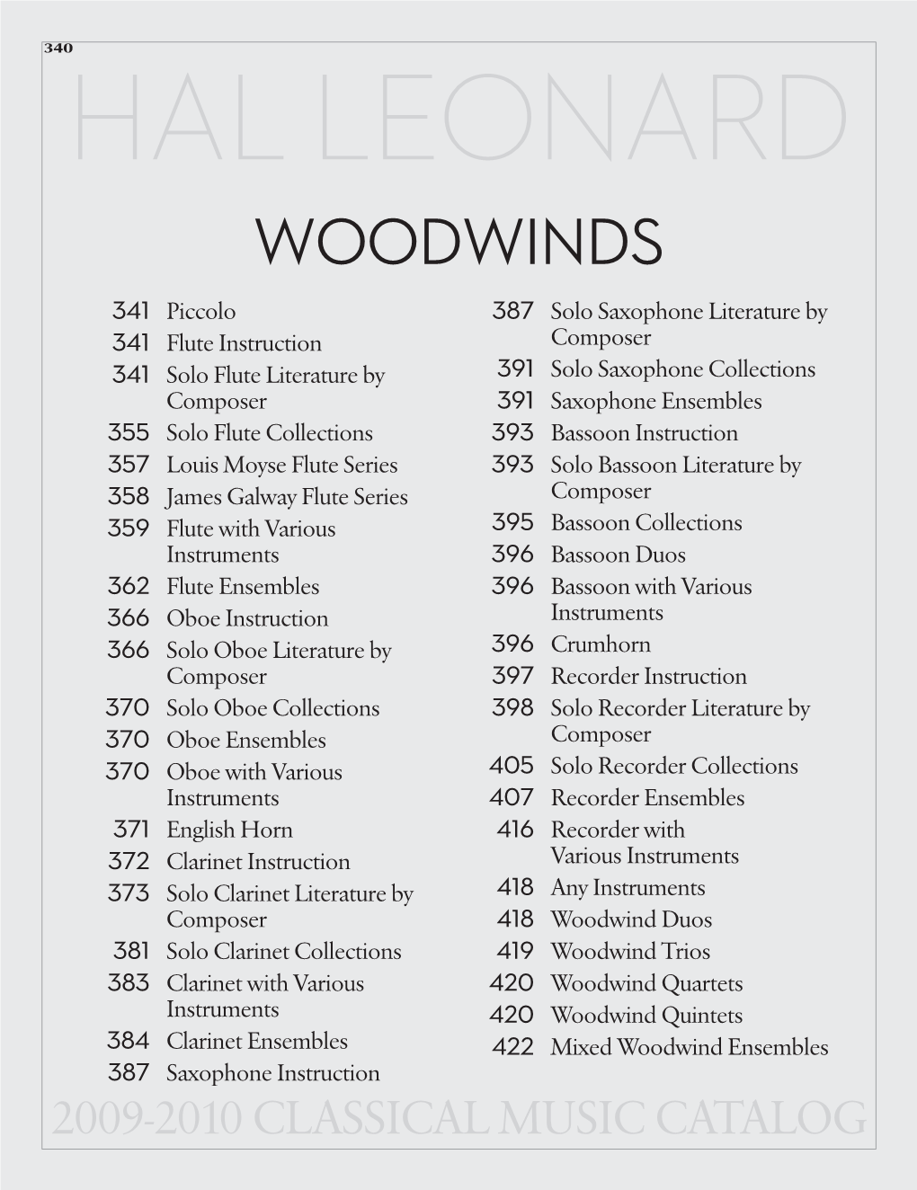 Woodwinds: 6/18/09 4:08 PM Page 340 340HAL LEONARD WOODWINDS