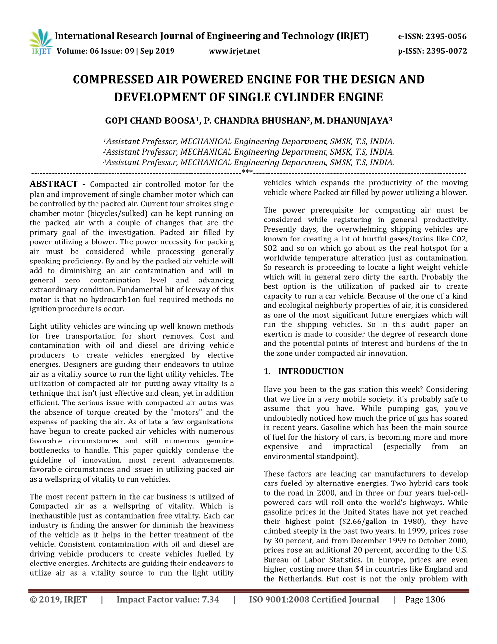 Compressed Air Powered Engine for the Design and Development of Single Cylinder Engine